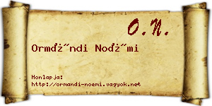 Ormándi Noémi névjegykártya